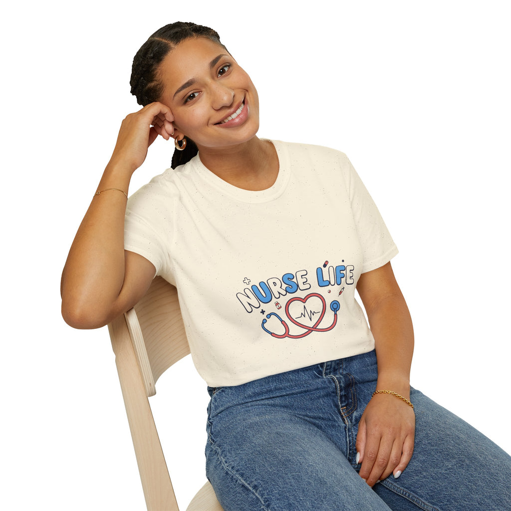 Nurse Life T-Shirt - Cute Heartbeat Stethoscope & Medical Icon Tee