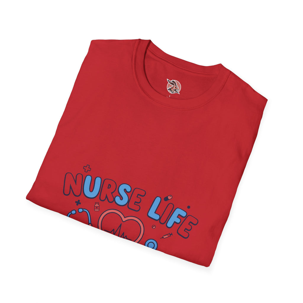 Nurse Life T-Shirt - Cute Heartbeat Stethoscope & Medical Icon Tee