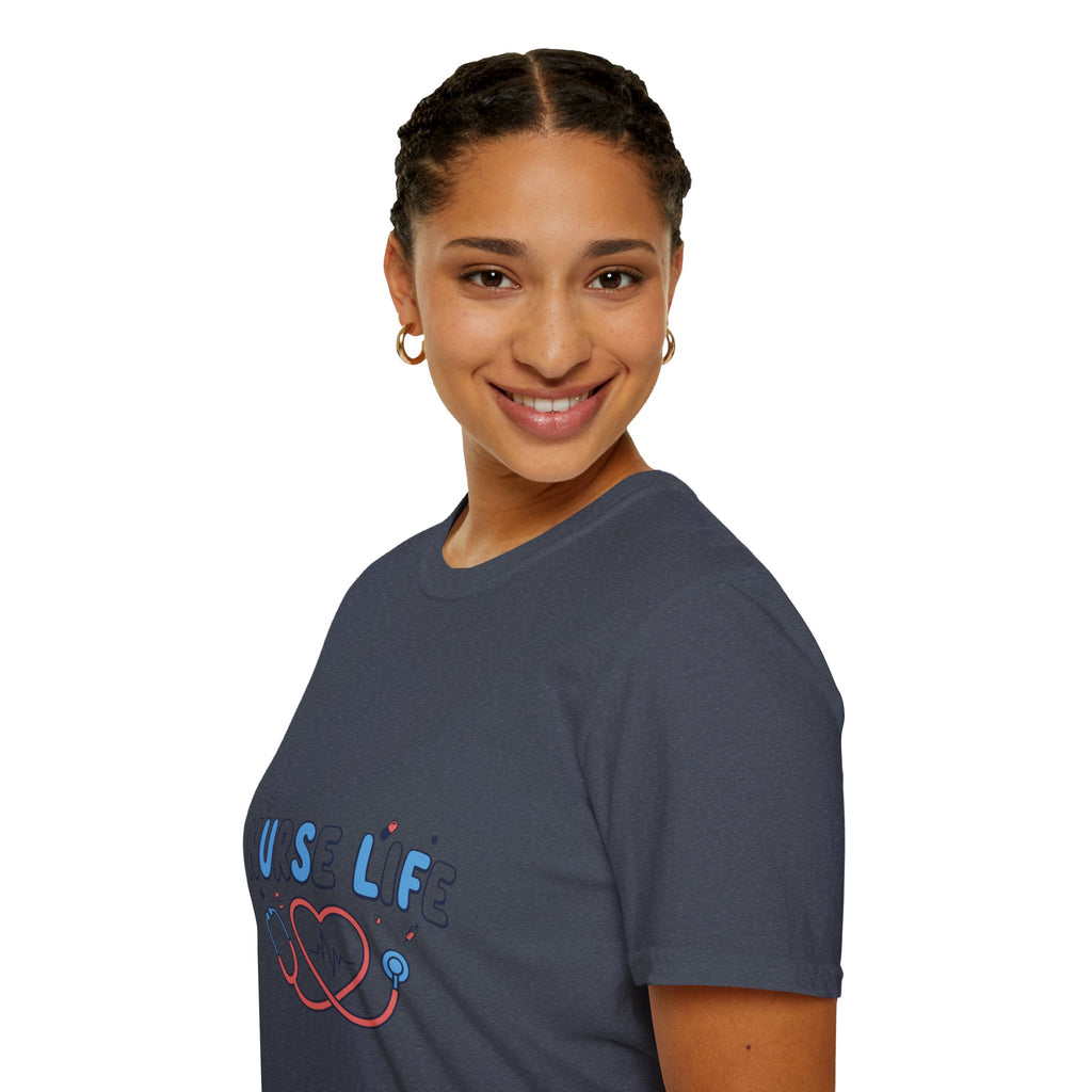 Nurse Life T-Shirt - Cute Heartbeat Stethoscope & Medical Icon Tee