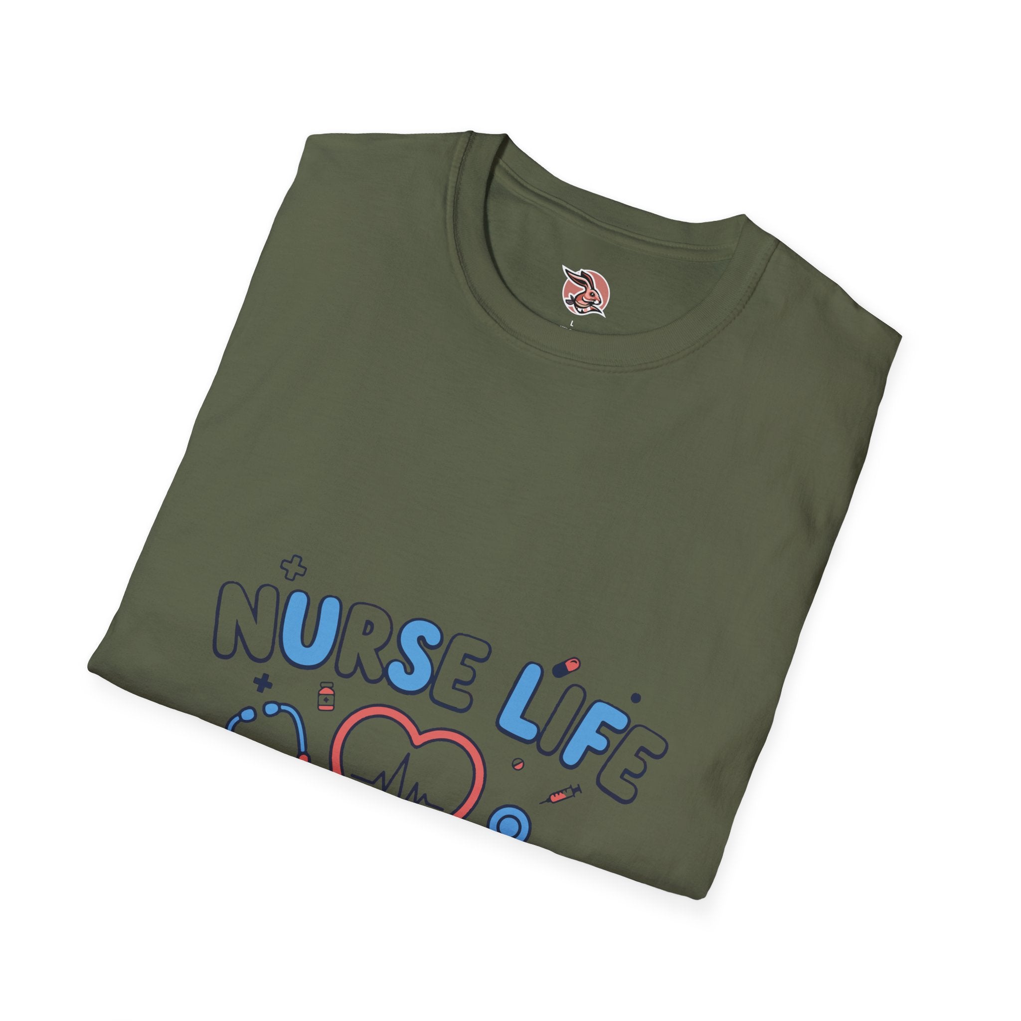 Nurse Life T-Shirt - Cute Heartbeat Stethoscope & Medical Icon Tee