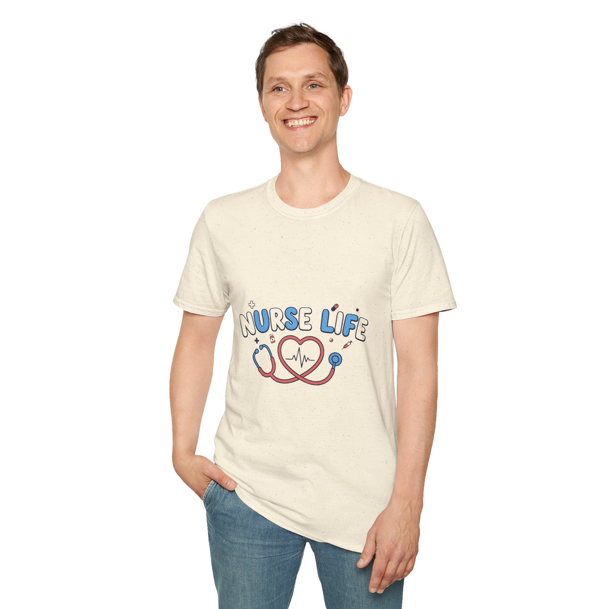 Nurse Life T-Shirt - Cute Heartbeat Stethoscope & Medical Icon Tee